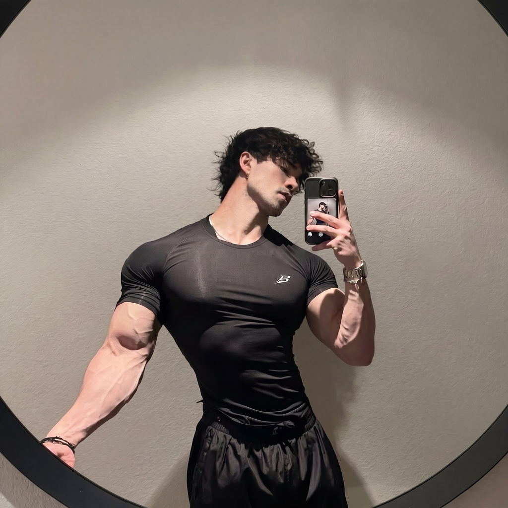 Compression T-shirts with Short Sleeve -Black