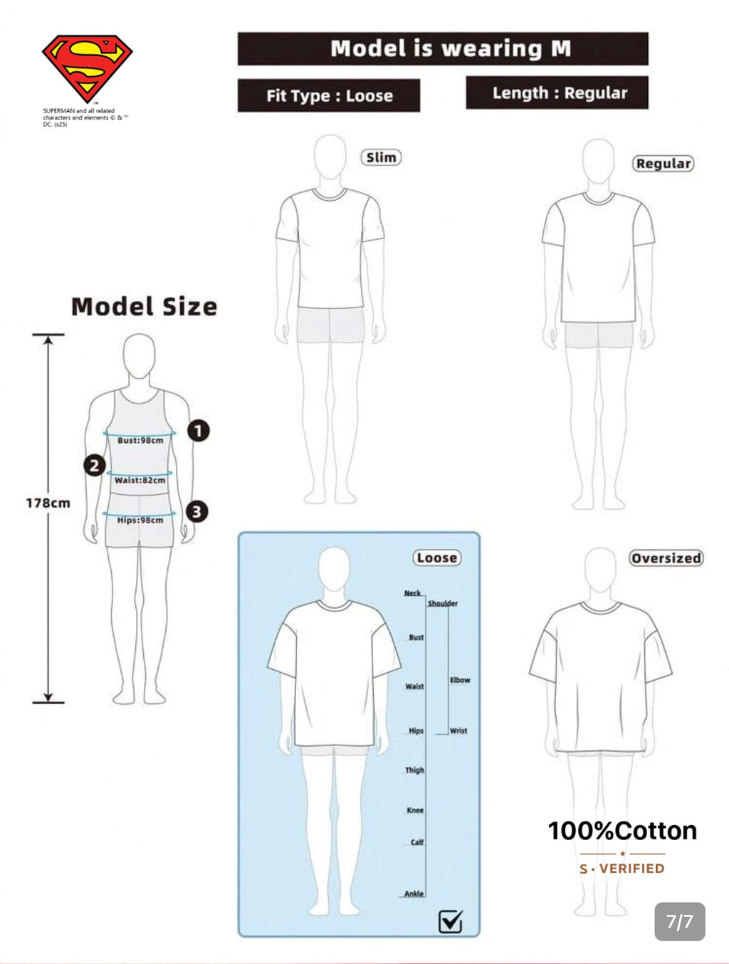 SUPERMAN X Bartus Men's Casual Print Round Neck Short Sleeve T-Shirt, Summer Cartoon Graphic Tee Oversized T Shirt Men Graphic Tee