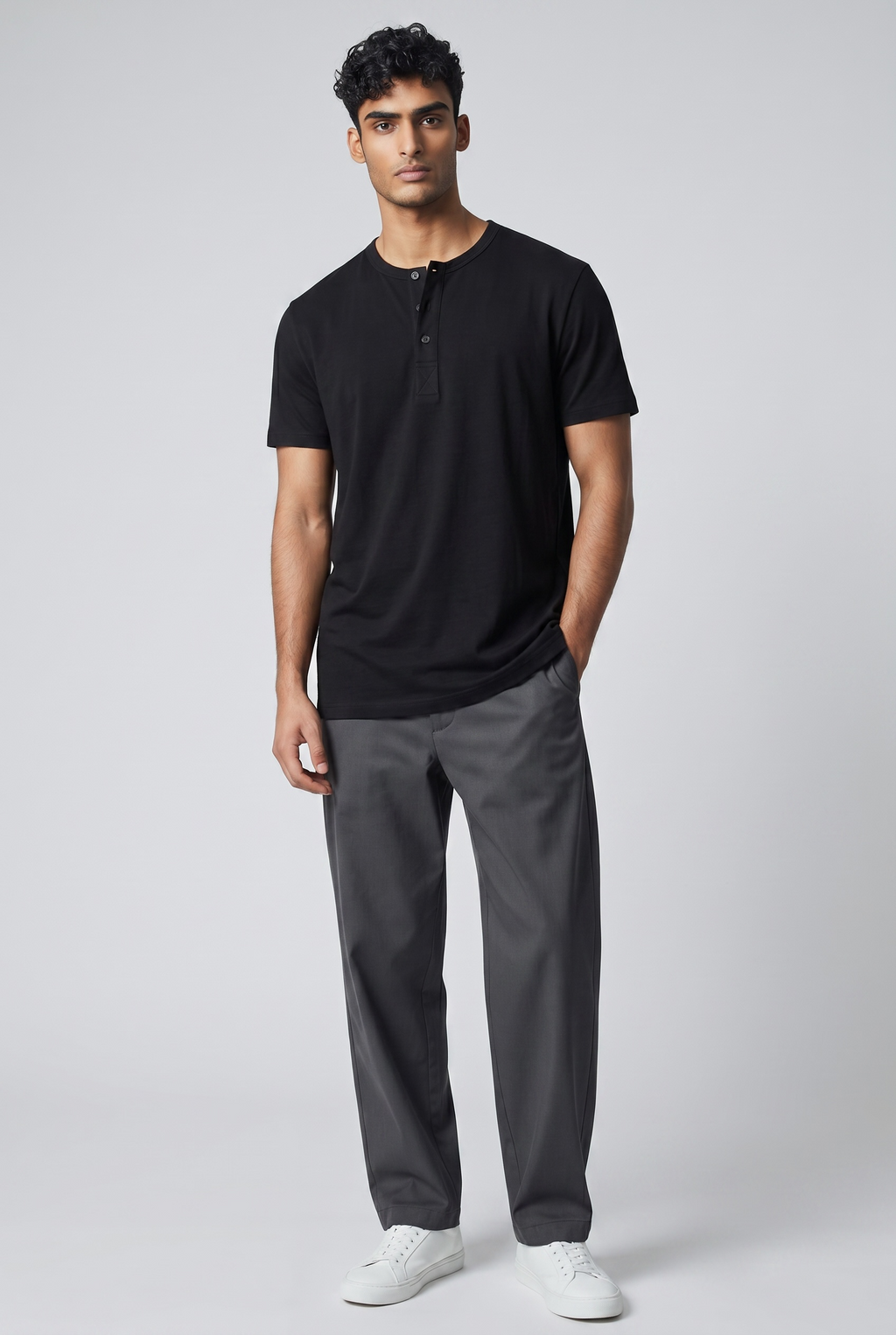 Men's Casual Solid Color Henley Neck Short Sleeve T-Shirt
