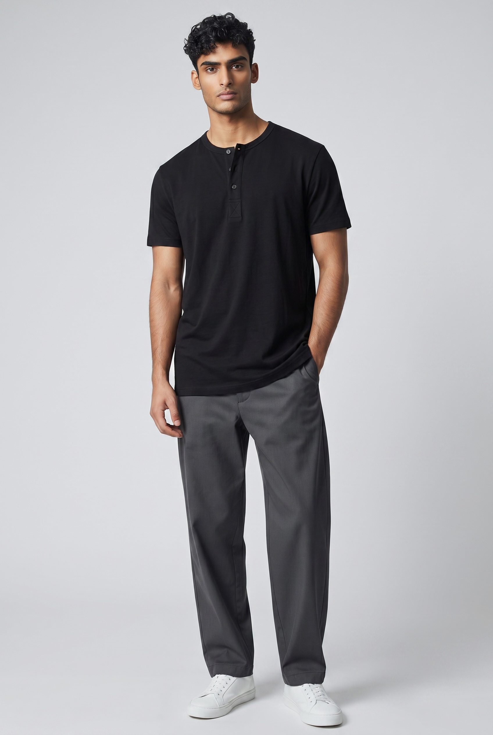 Men's Casual Solid Color Henley Neck Short Sleeve T-Shirt