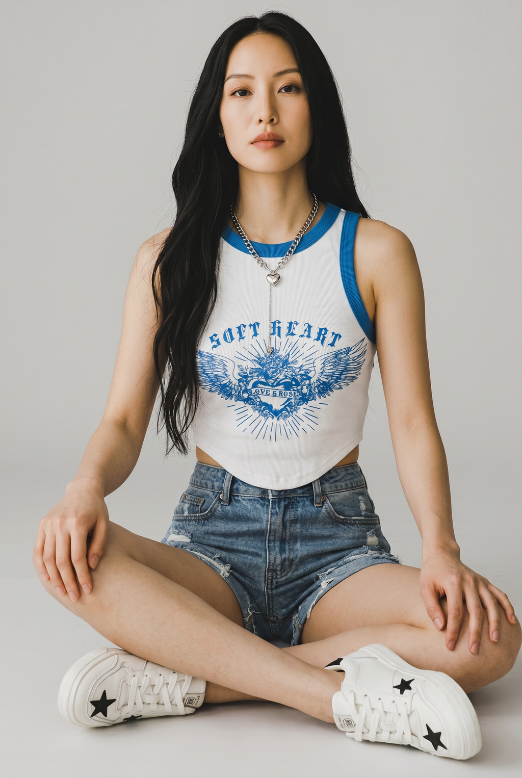 Bartus Angel Wings And Letter Printed Tank Top