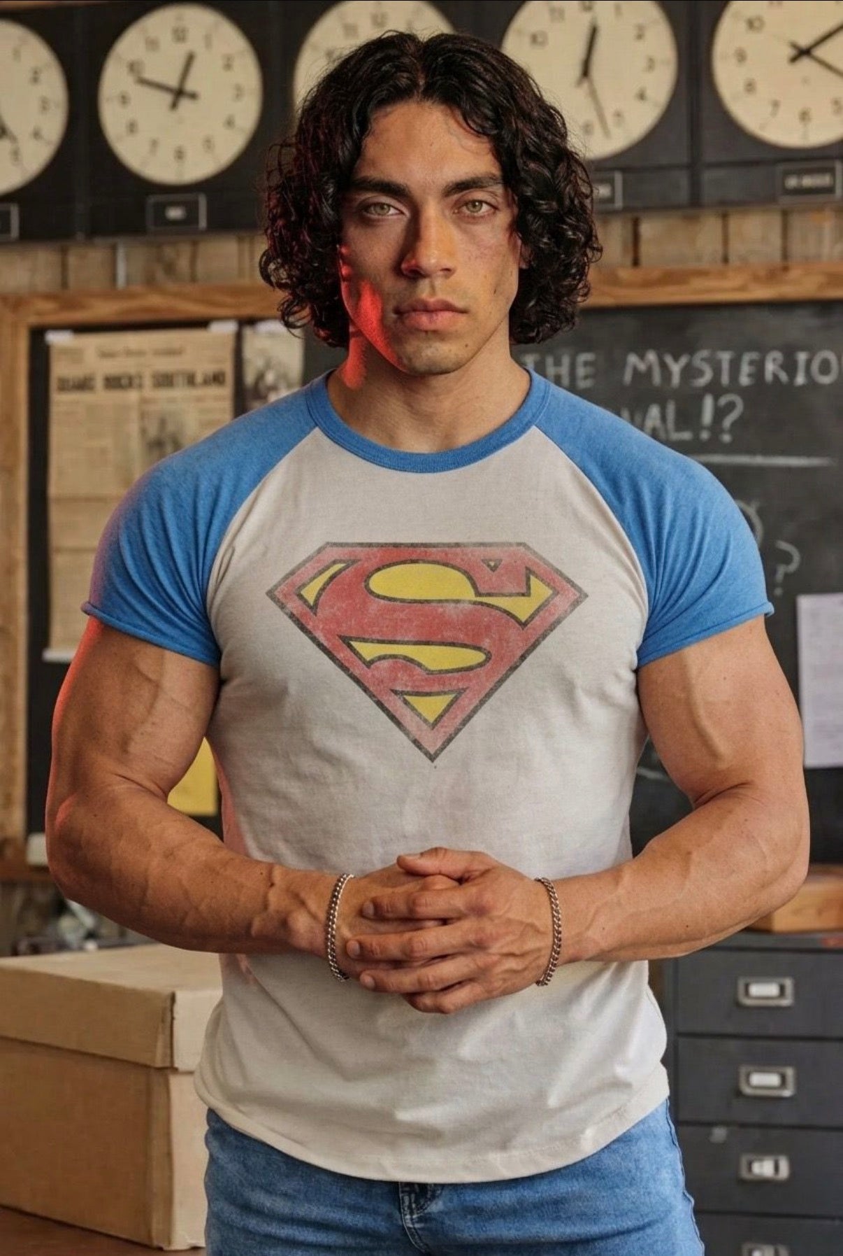 Superman Short Sleeve T-shirt Royal Blue/White