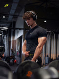 Compression T-shirts with Short Sleeve -Black -New-