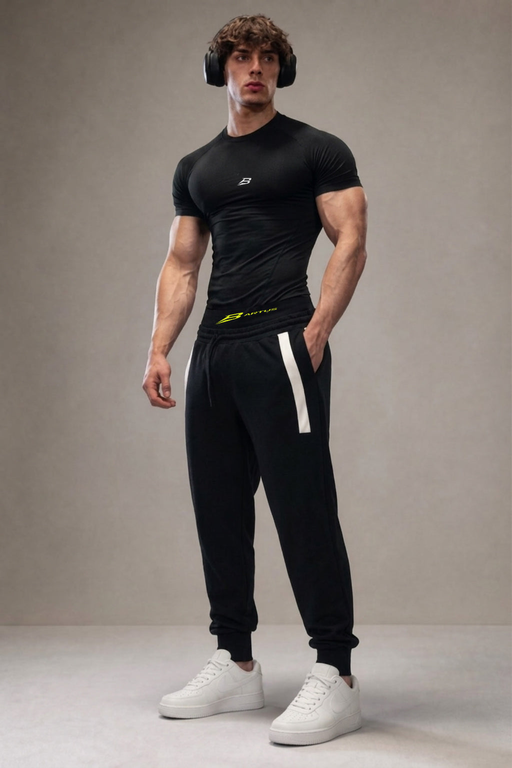 Compression T-shirts with Short Sleeve -Black -New-