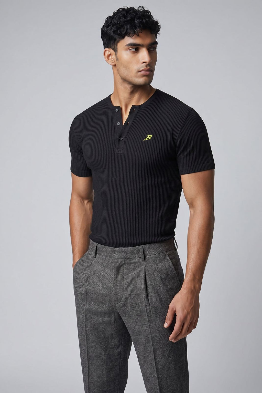 Men's Casual Solid Color Henley Neck Short Sleeve T-Shirt