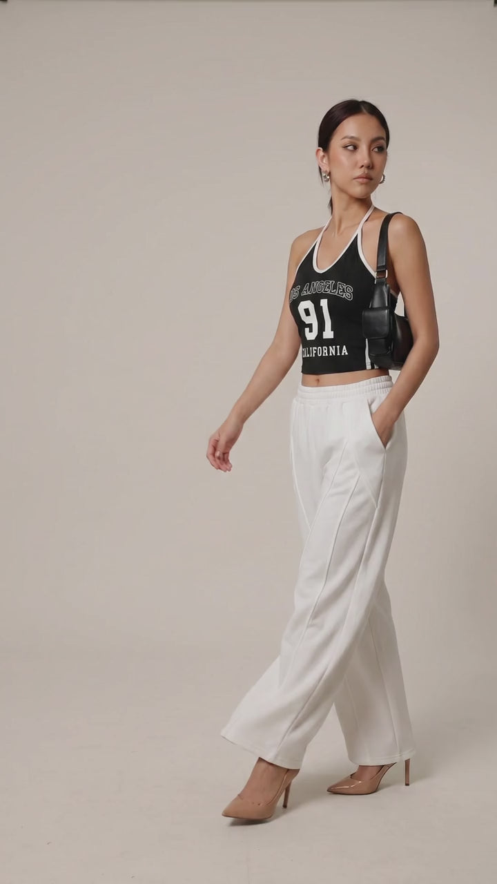 Bartus Women's Streetwear Casual Fashion Colorblock Los Angeles Graphic 91 Number Spaghetti Strap Tank Top