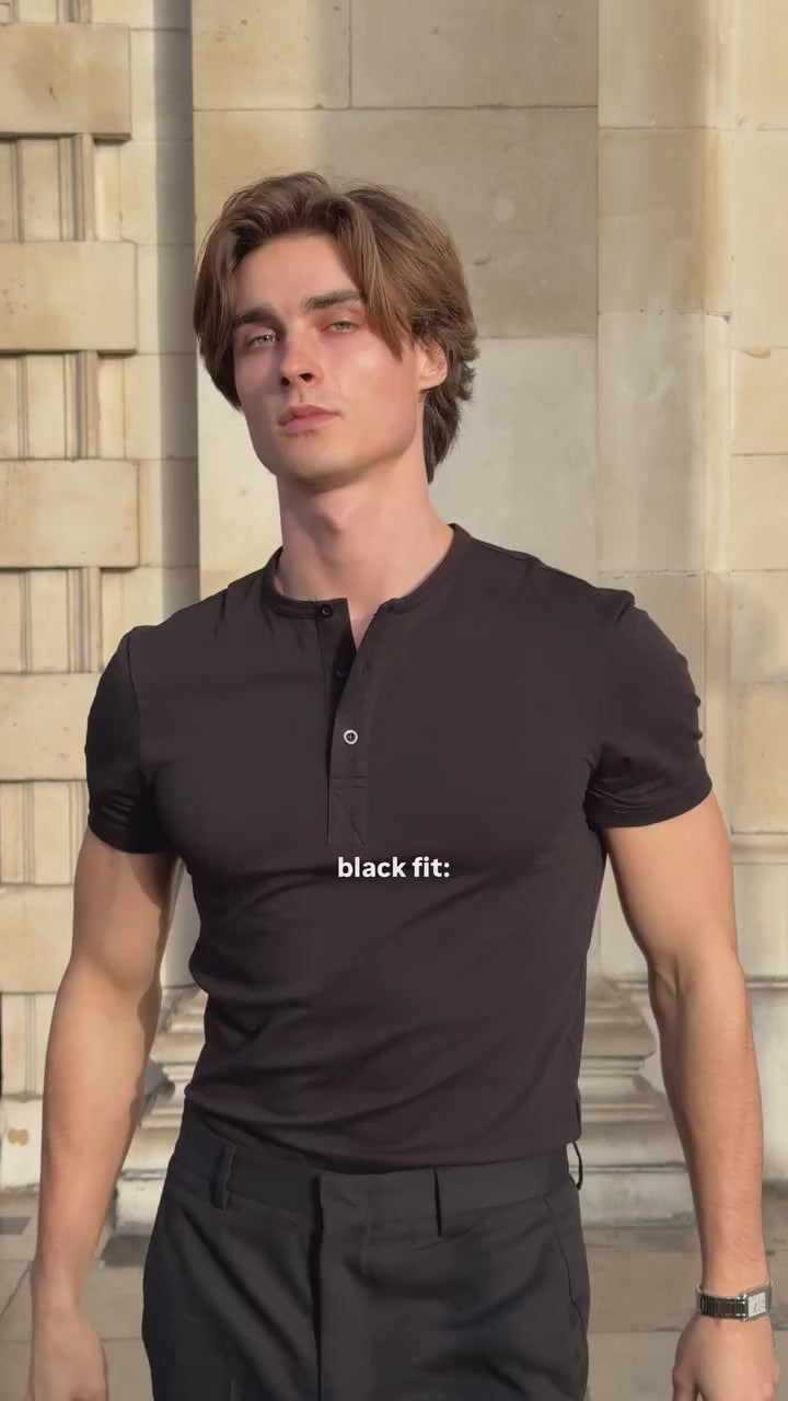 Men's Casual Solid Color Henley Neck Short Sleeve T-Shirt