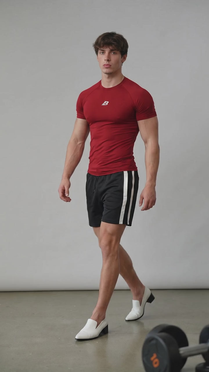 Compression T-shirts with Short Sleeve -Black -New-